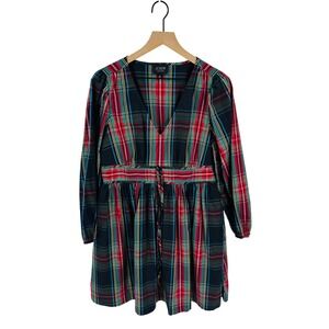 J. Crew Collection Tartan Plaid Long Sleeve Dress Size 10 Holiday Christmas